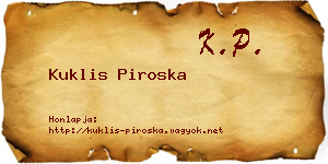 Kuklis Piroska névjegykártya